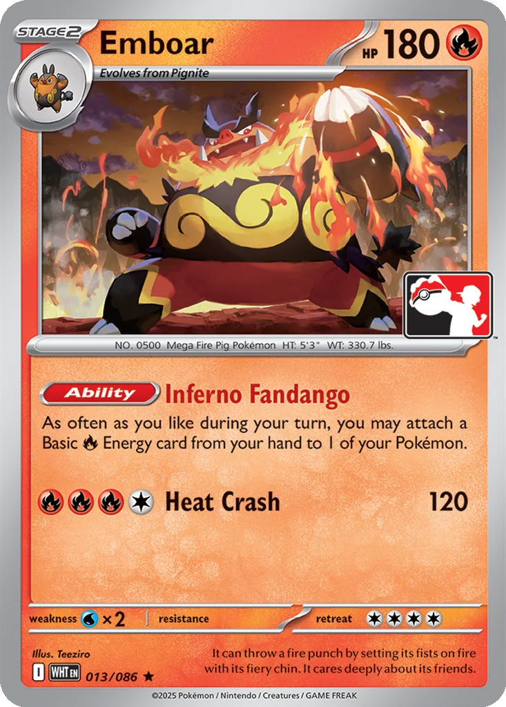 Emboar 013/086 White Flare (Play! Pokémon (Cosmos Holo))