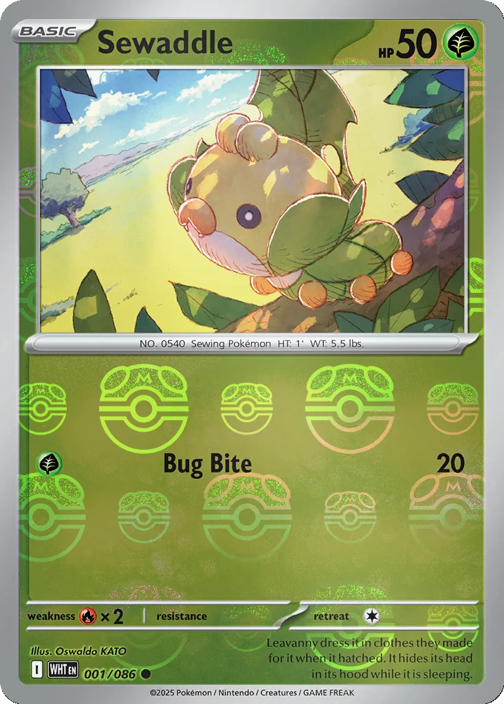 Sewaddle 001/086 White Flare (Master Ball holo)