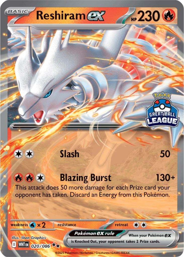 Reshiram ex 020/086 White Flare (Great Ball League)
