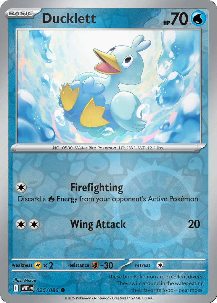 Ducklett 025/086 White Flare (Reverse holo)