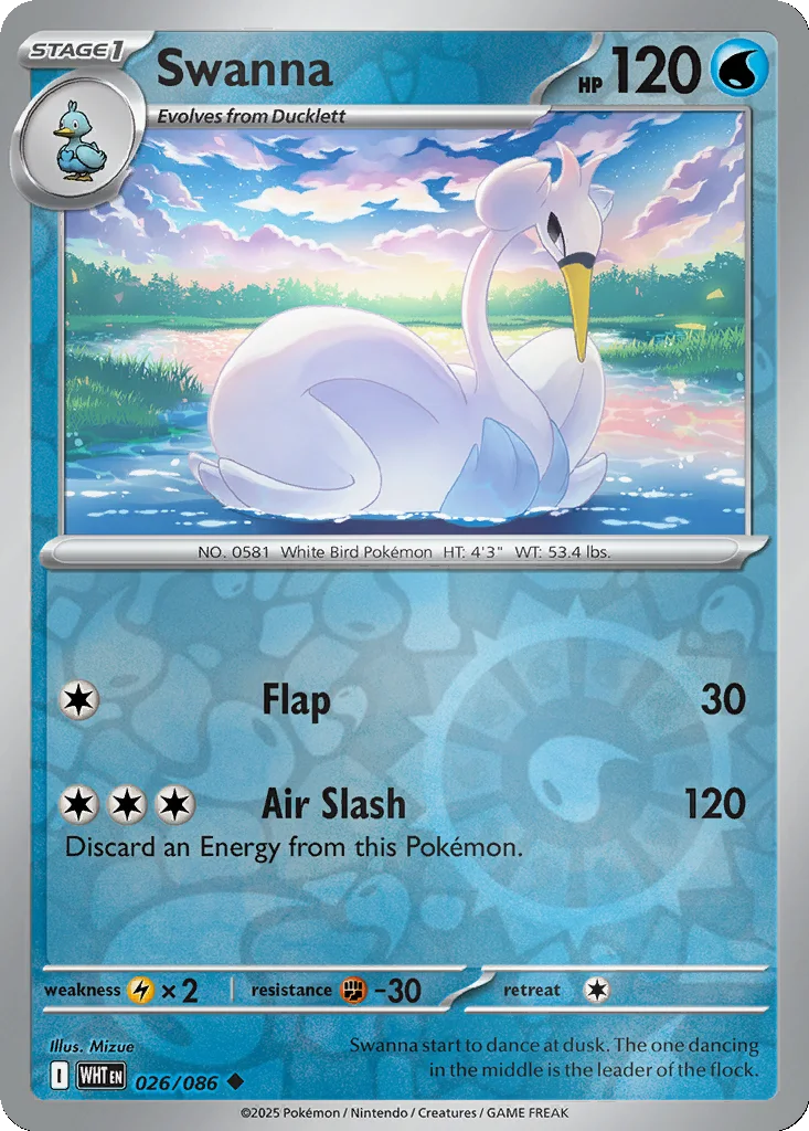 Swanna 026/086 White Flare (Reverse holo)