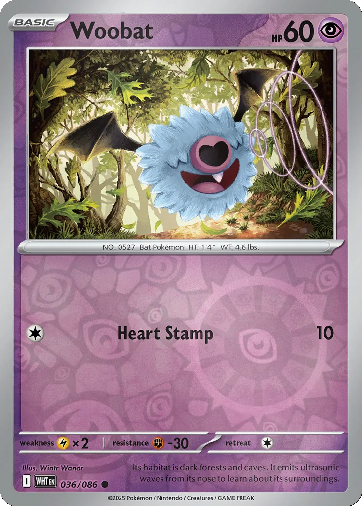 Woobat 036/086 White Flare (Reverse holo)