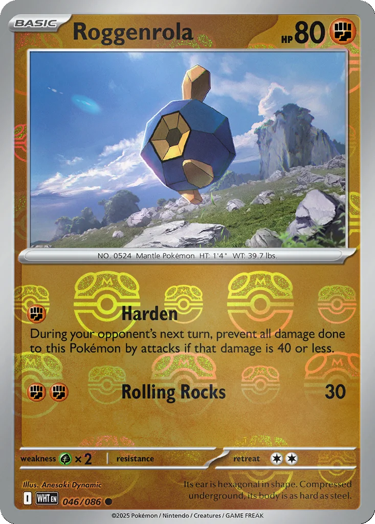 Roggenrola 046/086 White Flare (Master Ball holo)