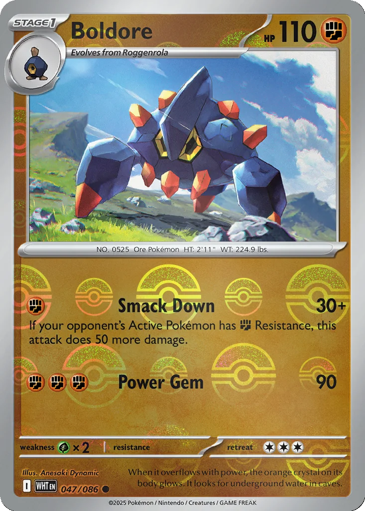Boldore 047/086 White Flare (Poké Ball holo)