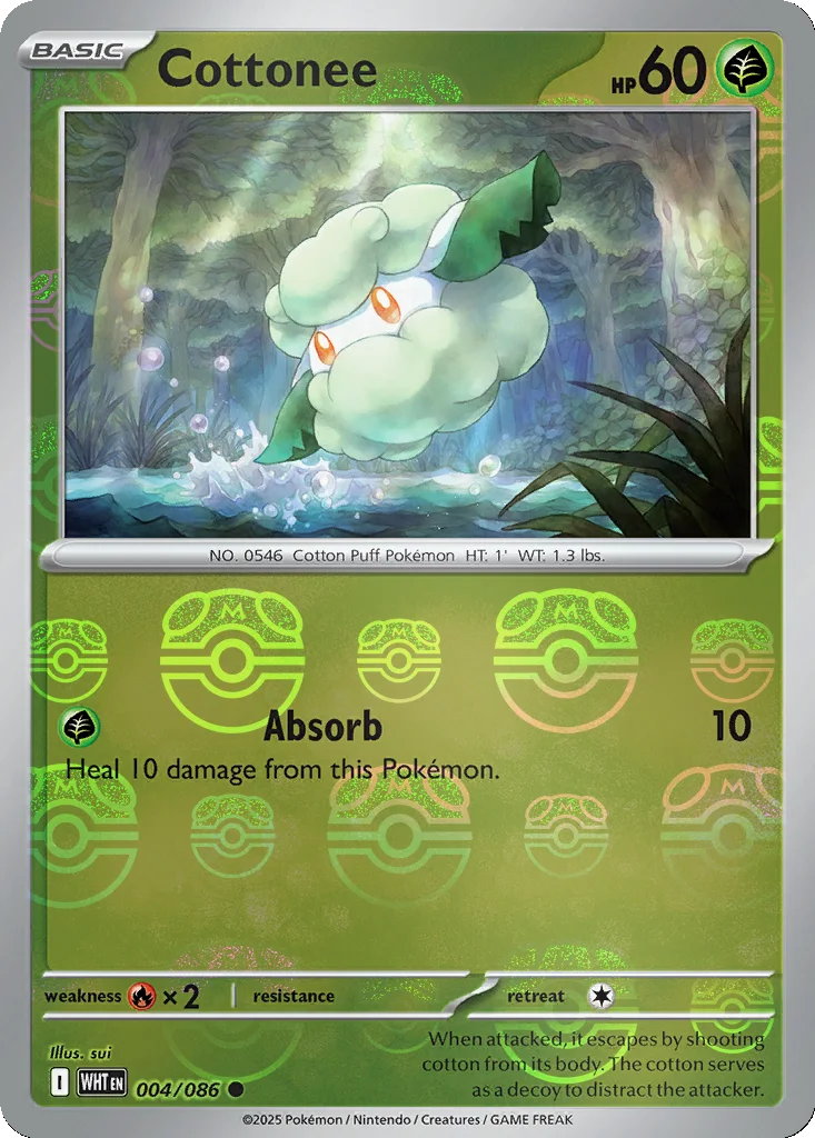 Cottonee 004/086 White Flare (Master Ball holo)