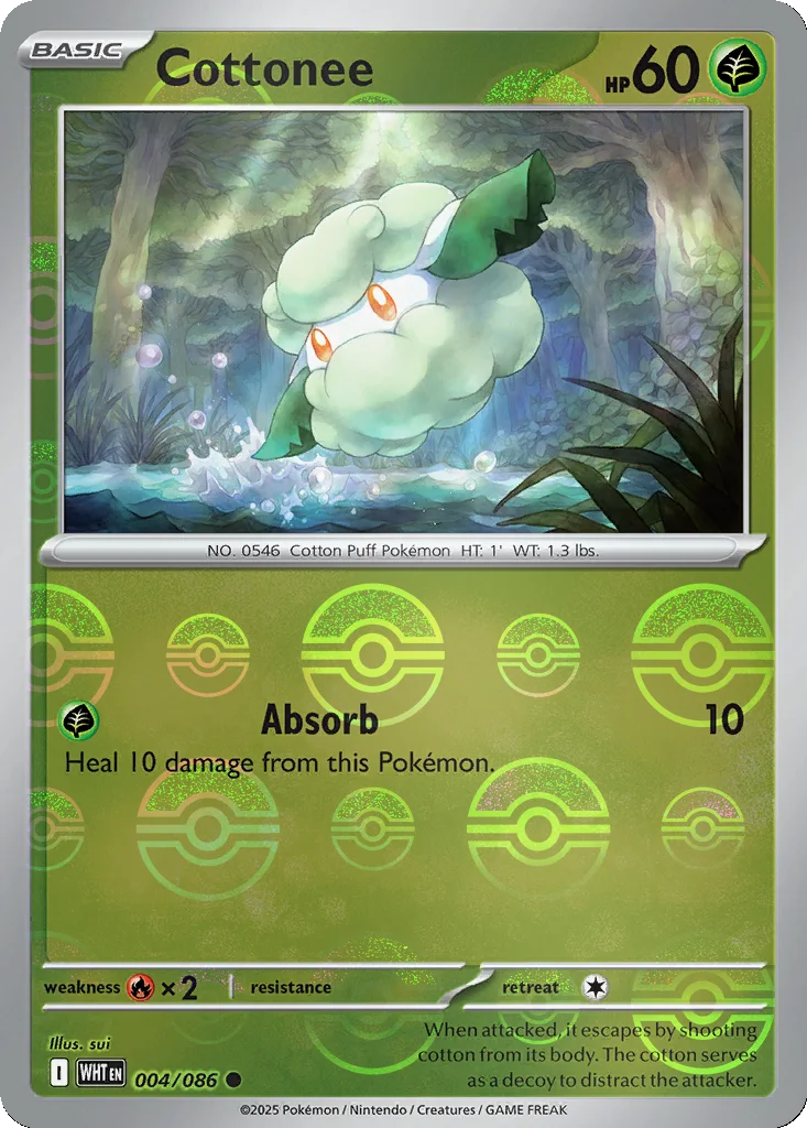 Cottonee 004/086 White Flare (Poké Ball holo)