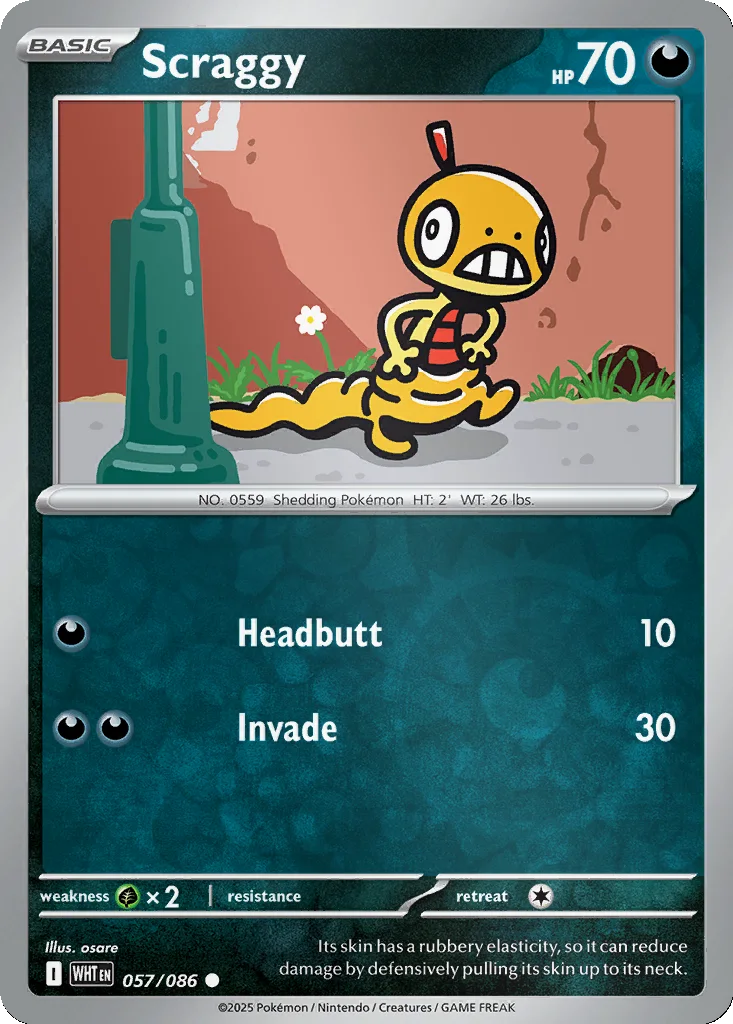 Scraggy 057/086 White Flare (Reverse holo)