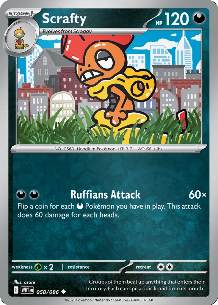 Scrafty 058/086 White Flare (Reverse holo)