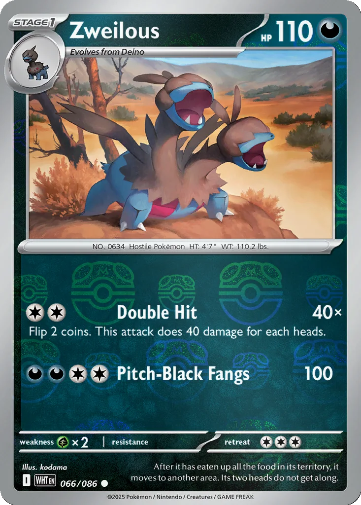 Zweilous 066/086 White Flare (Master Ball holo)