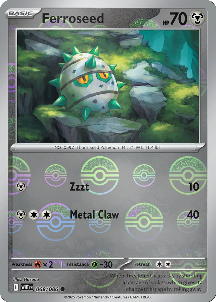 Ferroseed 068/086 White Flare (Poké Ball holo)