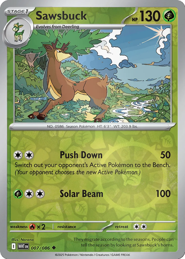 Sawsbuck 007/086 White Flare (Reverse holo)