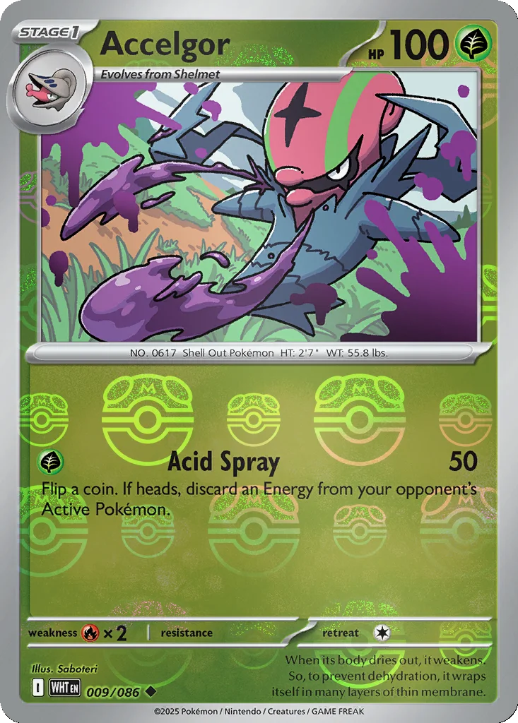 Accelgor 009/086 White Flare (Master Ball holo)