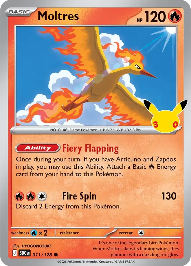 Moltres – 30th Celebration nr 011/128 (Holo)