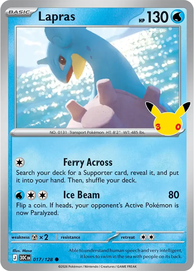Lapras – 30th Celebration nr 017/128 (Holo)