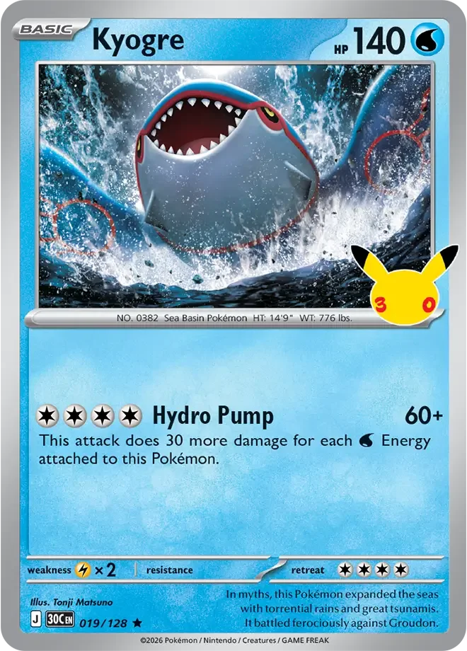 Kyogre – 30th Celebration nr 019/128 (Holo)