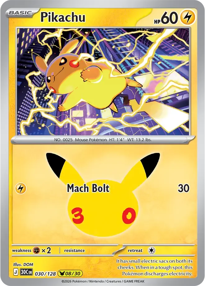Pikachu – 30th Celebration nr 030/128 (Holo)