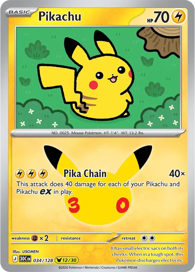 Pikachu – 30th Celebration nr 034/128 (Holo)