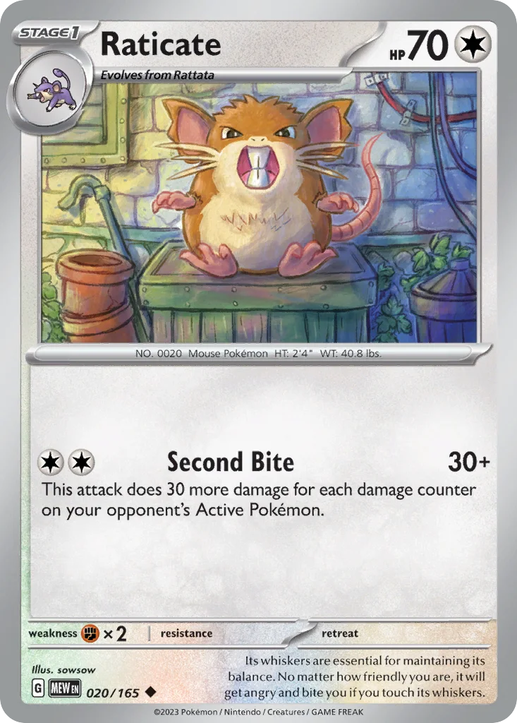 Raticate – 151 nr 020/165 (Normal)