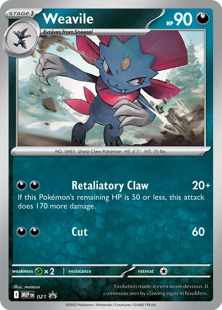 Weavile – Mega Evolution Promo nr 021 (3-Pack Blister - Weavile)