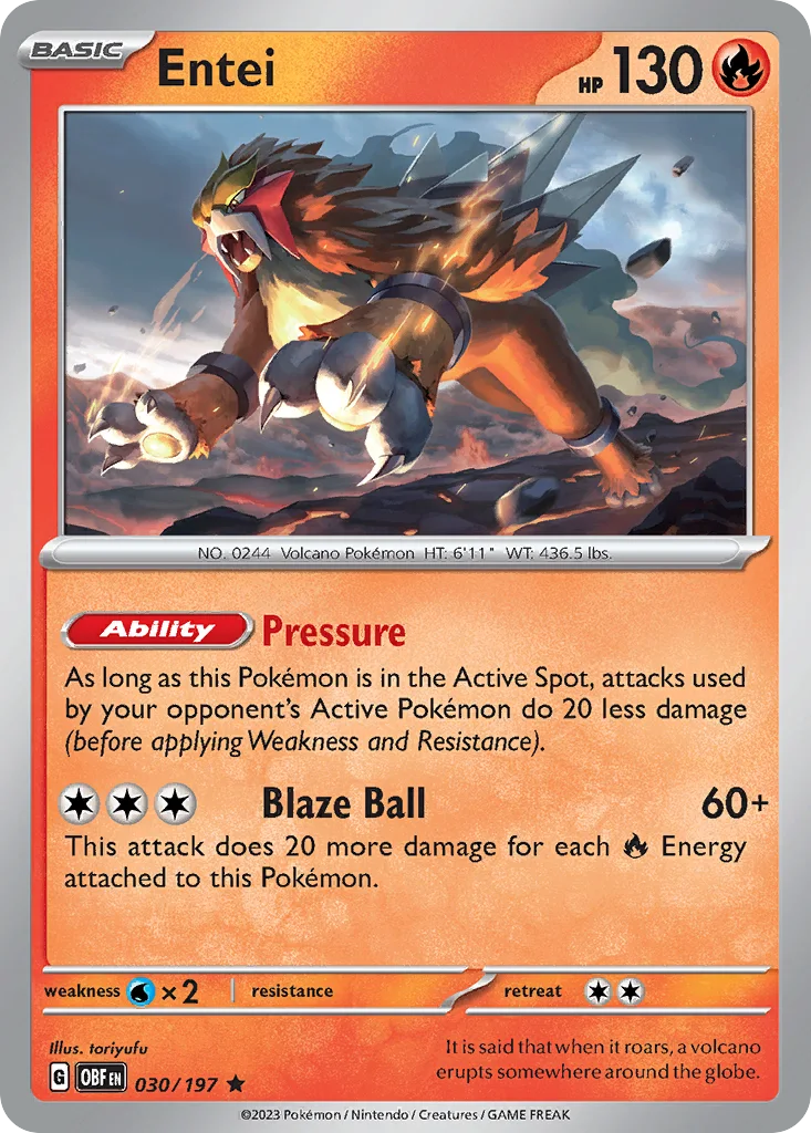 Entei – Obsidian Flames nr 030/197 (Holo)